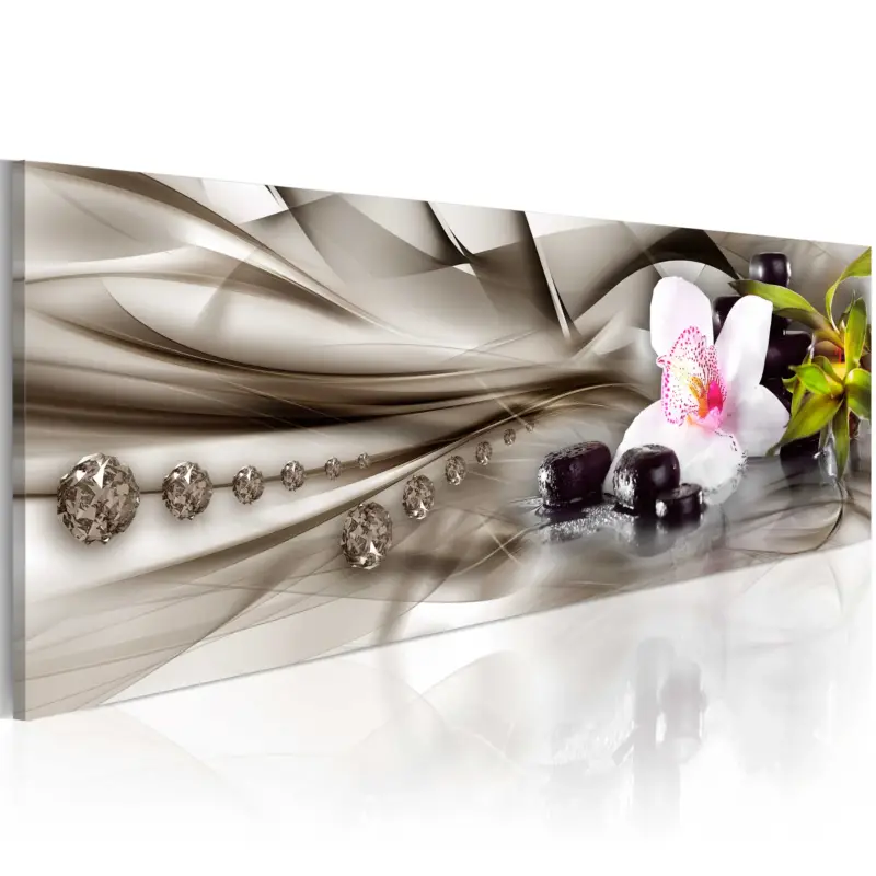 Schilderij - Zen composition: orchid, bamboo and stones - 120x40 Satisfait Ou Remboursé