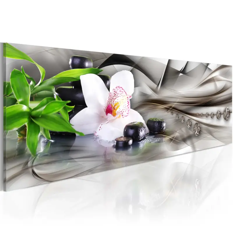 Commande En Gros Schilderij - Zen composition: bamboo, orchid and stones - 120x40