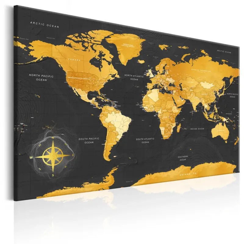 Schilderij - World Maps: Golden World - 90x60 Solde