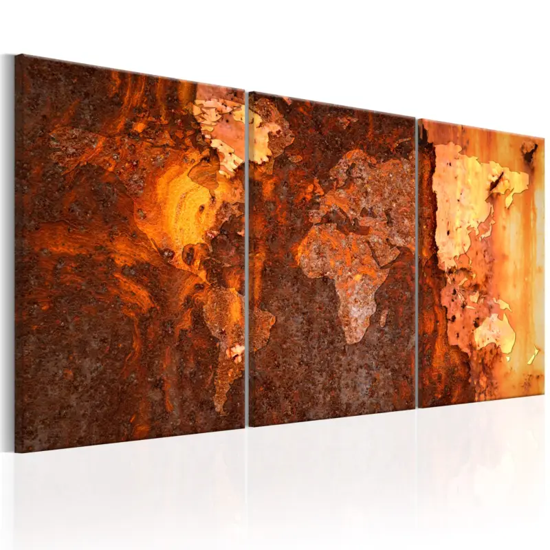 Solde Schilderij - World Map: Old Rust - 60x30