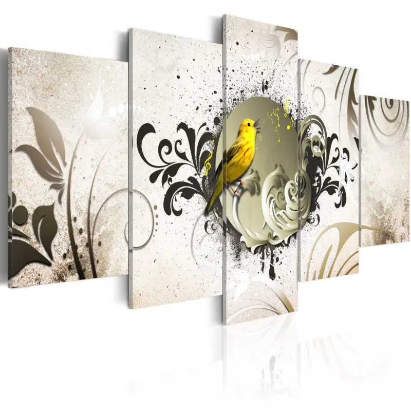 Schilderij - Yellow bird - 200x100 Must-Have