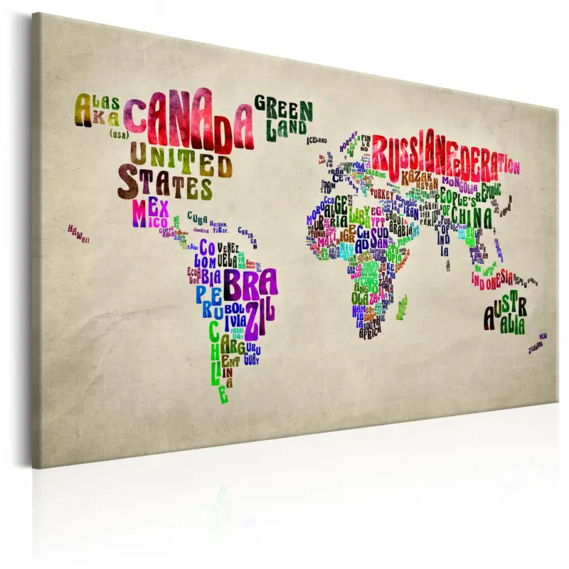 Schilderij - World Map: World Tour (EN) - 90x60 Prix Bas