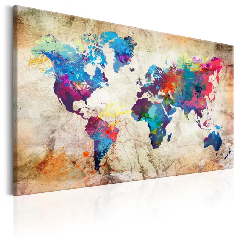 Schilderij - World Map: Urban Style - 120x80 Must-Have