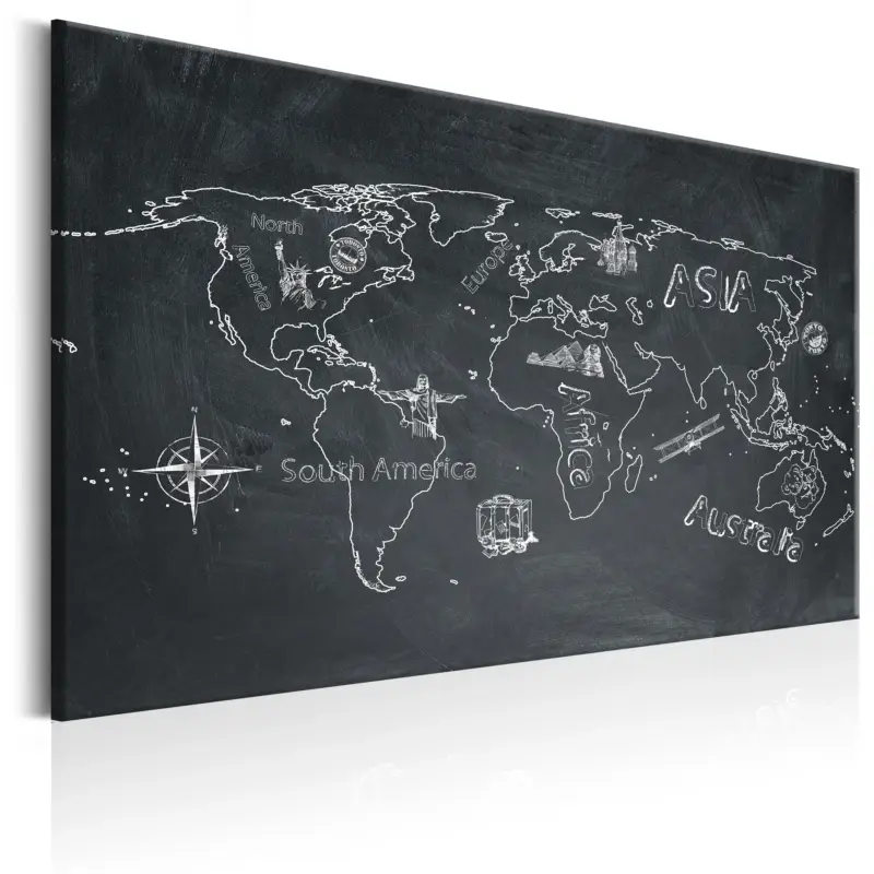 Schilderij - World Map: Travel broadens the Mind - 120x80 Retour Gratuit