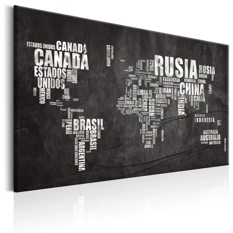 Bon Plan Schilderij - World Map: Mundo Negro - 90x60