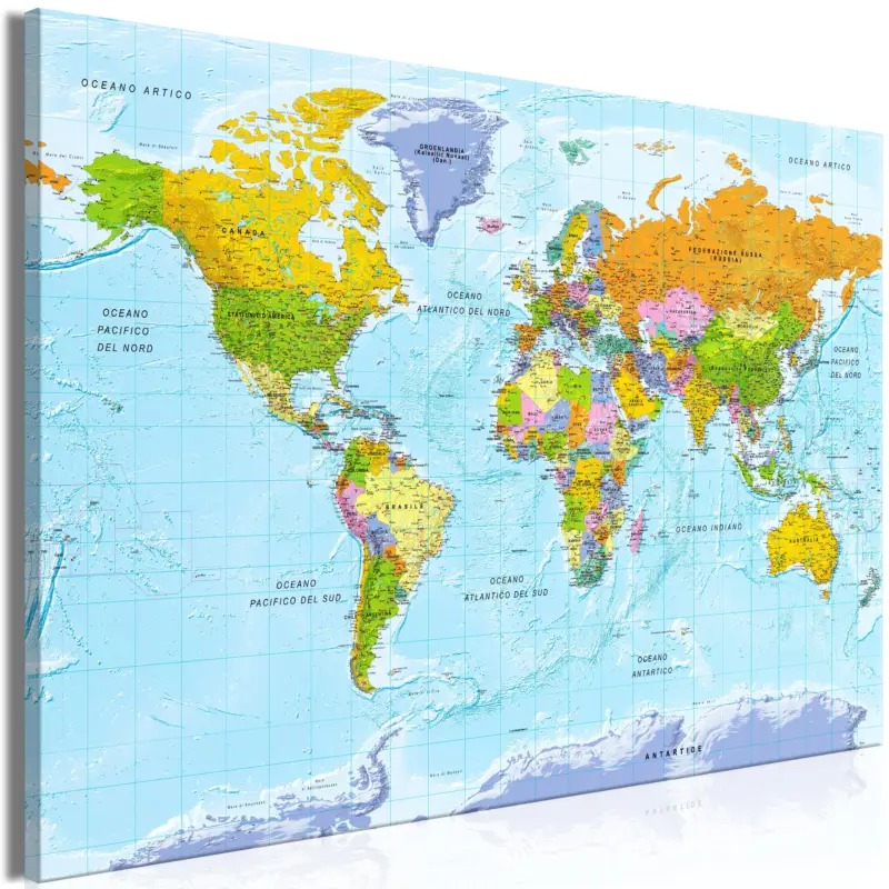Vente Flash Schilderij - World Map: Colour Palettes (1 Part) Italian Text - 90x60