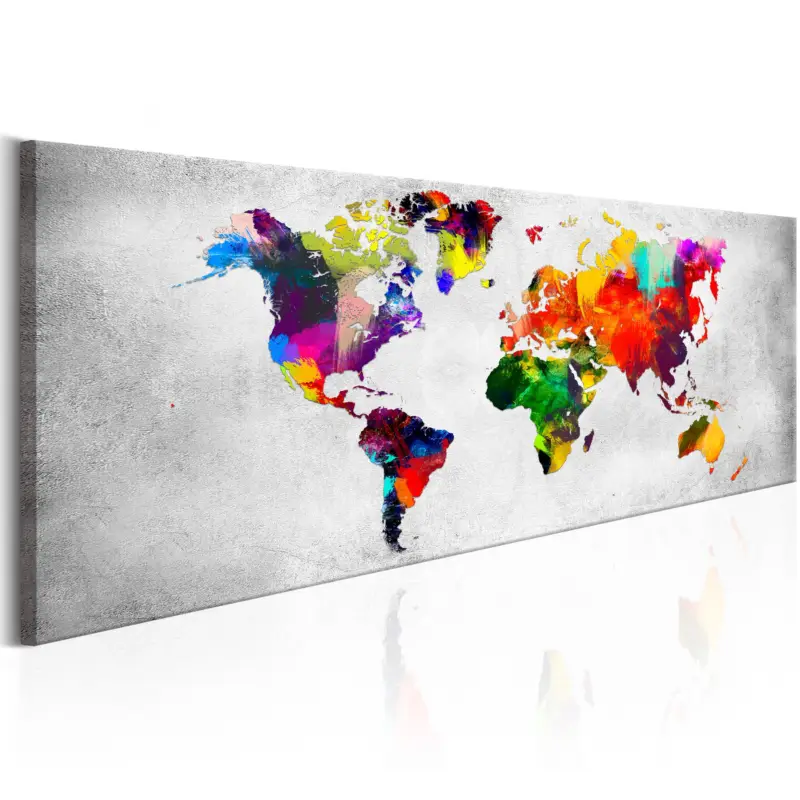 Bon Marché Schilderij - World Map: Coloured Revolution - 150x50