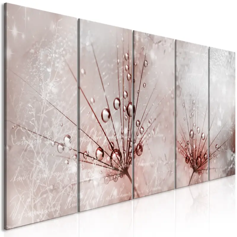Bon Plan Schilderij - Wet Dandelions (5 Parts) Narrow - 100x40