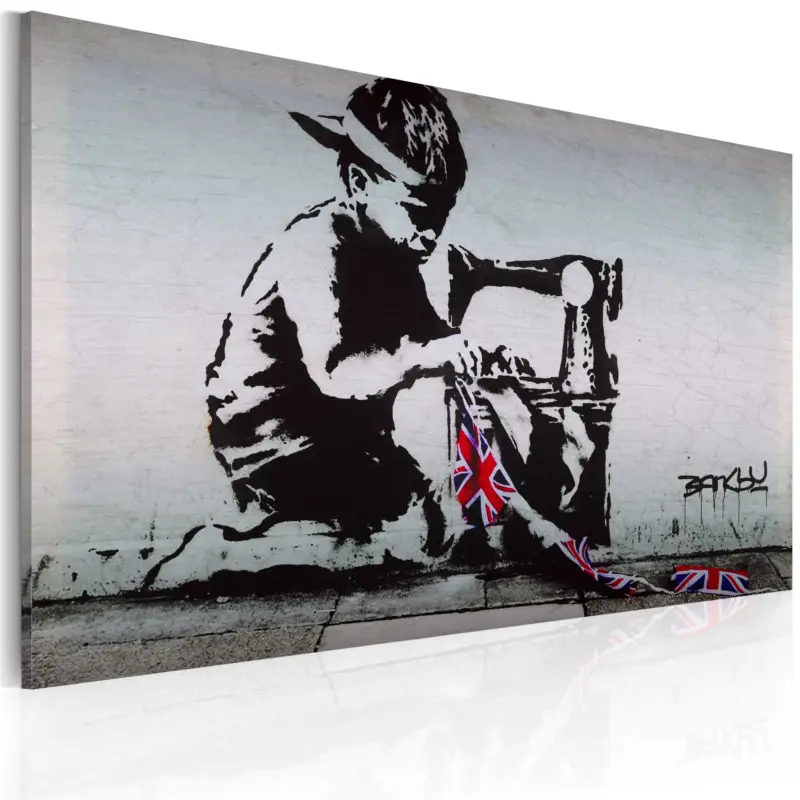 Acheter Direct Schilderij - Union Jack Kid (Banksy) - 60x40