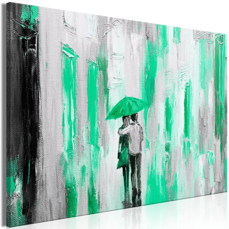 Achetez Aujourd’hui Schilderij - Umbrella in Love (1 Part) Wide Green - 120x80