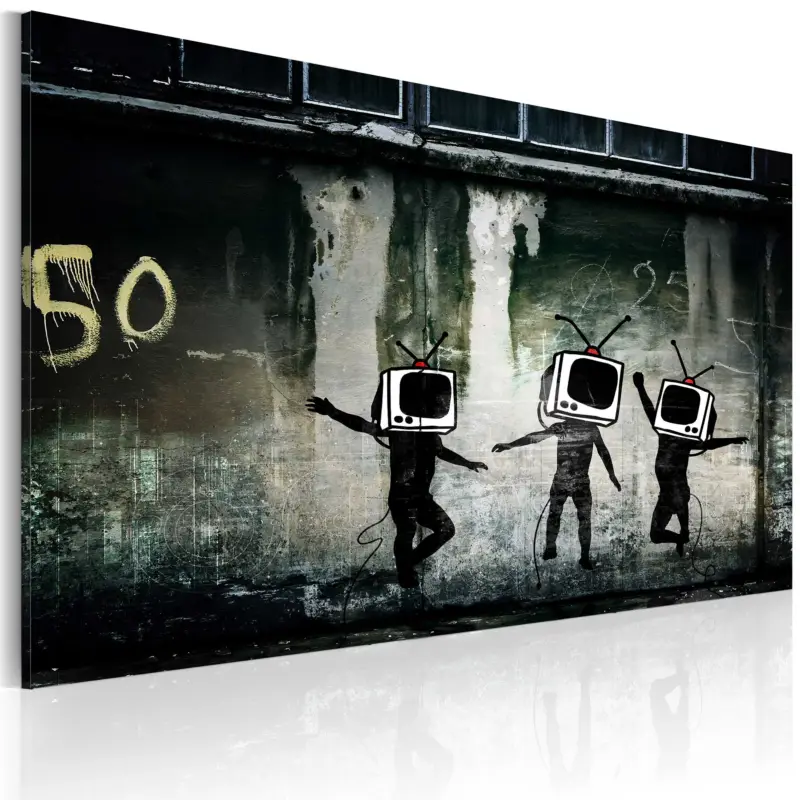 Bon Plan Schilderij - TV heads dance (Banksy) - 60x40