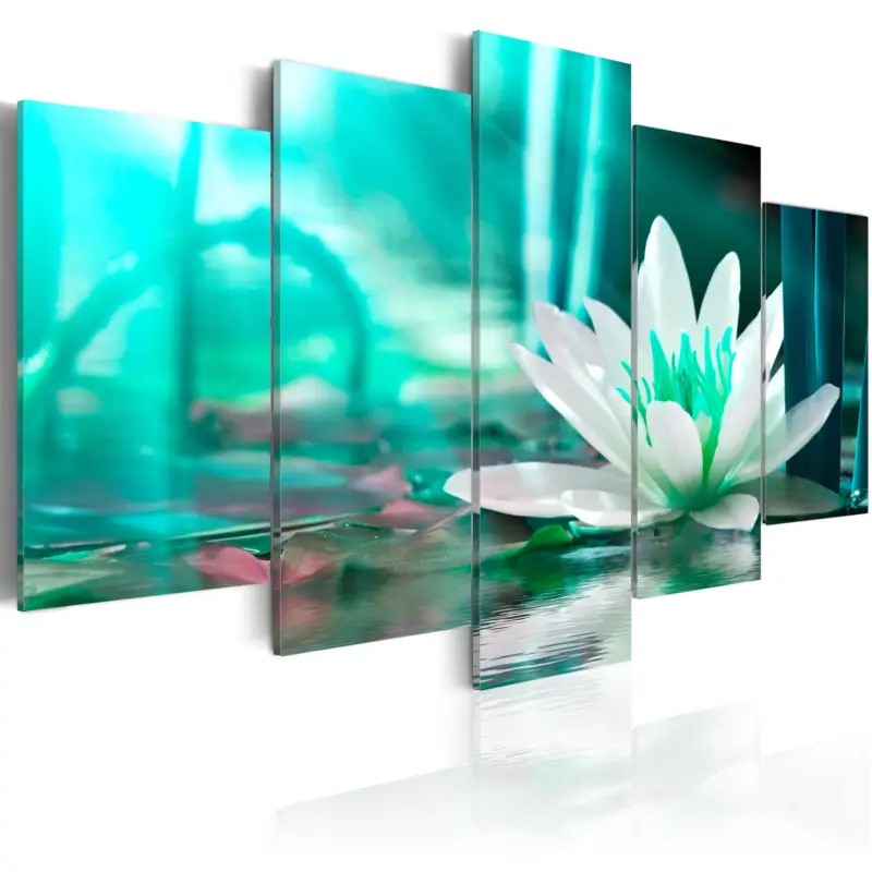 Solde Schilderij - Turquoise Lotus - 200x100