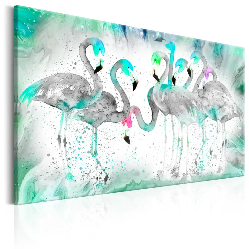 Affaire À Saisir Schilderij - Turquoise Flamingoes - 90x60