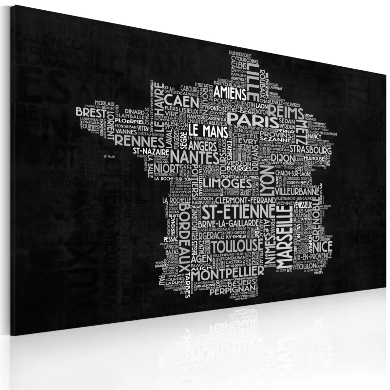 Vente Directe Schilderij - Text map of France on the blackboard - 90x60