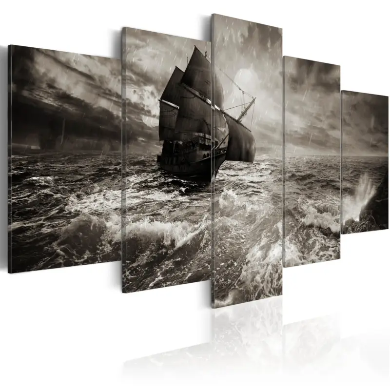 Super Prix Schilderij - Ship in a storm - 100x50