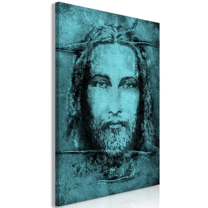 Authentique Schilderij - Shroud of Turin in Turqoise (1 Part) Vertical - 60x90