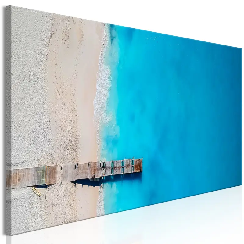 Affaire À Saisir Schilderij - Sea and Wooden Bridge (1 Part) Narrow Blue - 135x45
