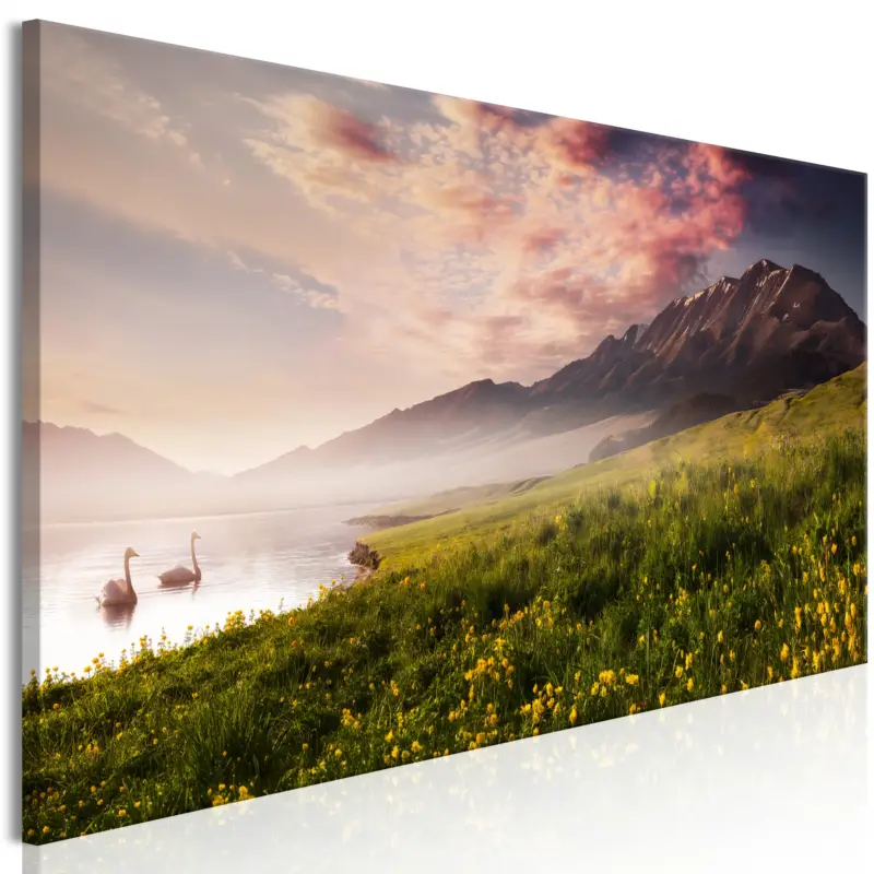 Solde Schilderij - Sayram Lake (1 Part) Narrow - 135x45