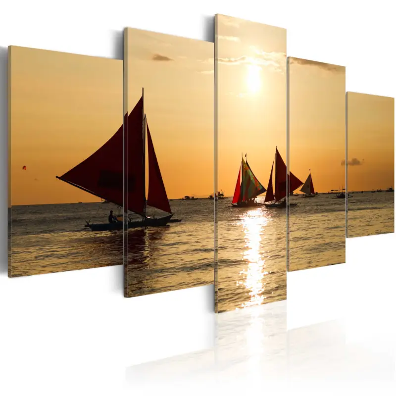 Super Prix Schilderij - Sailbloats at dusk - 100x50