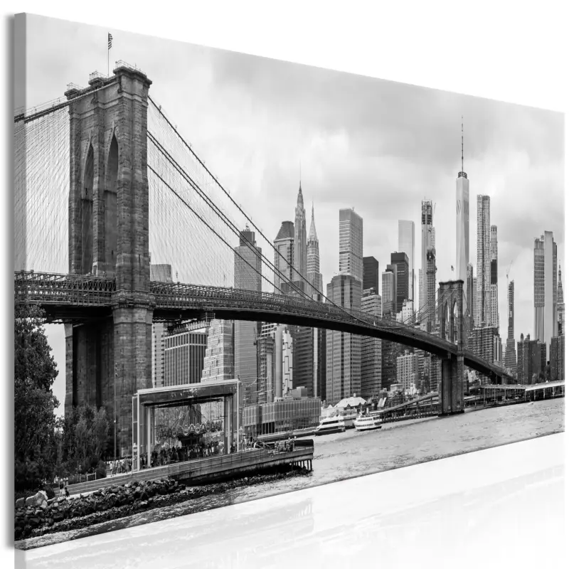 Authentique Schilderij - Road to Manhattan (1 Part) Narrow Black and White - 120x40