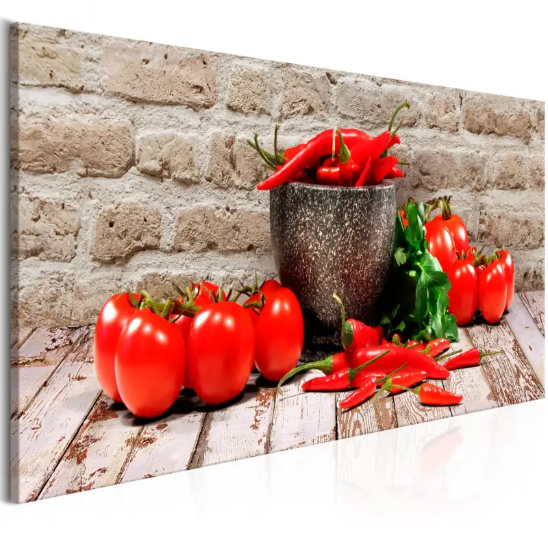 Super Prix Schilderij - Red Vegetables (1 Part) Brick Narrow - 135x45
