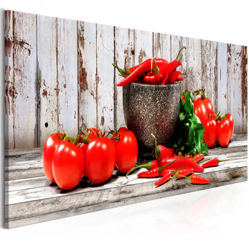 Commander Maintenant Schilderij - Red Vegetables (1 Part) Wood Narrow - 150x50