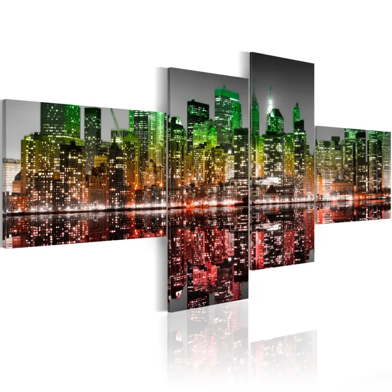 Solde Schilderij - Rainbow-hued view on New York - 200x90