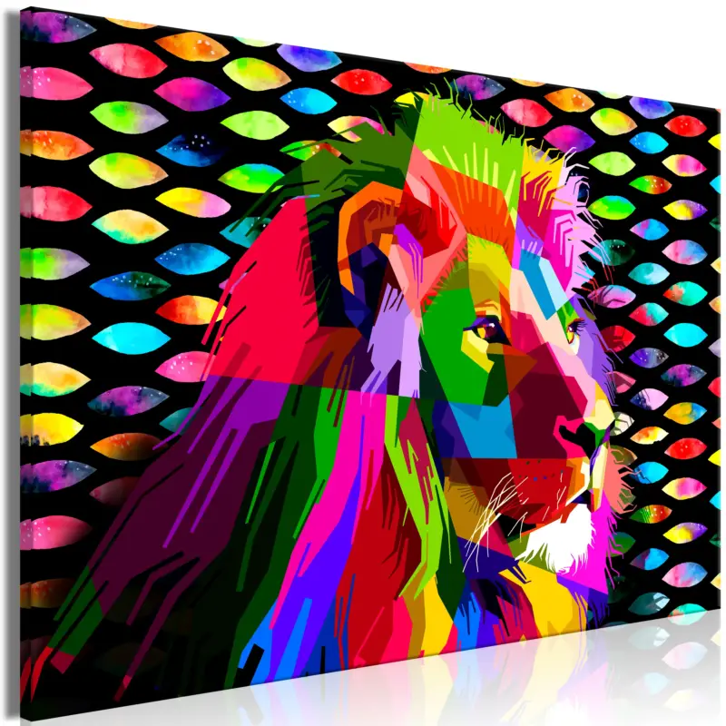 Super Prix Schilderij - Rainbow Lion (1 Part) Wide - 120x80