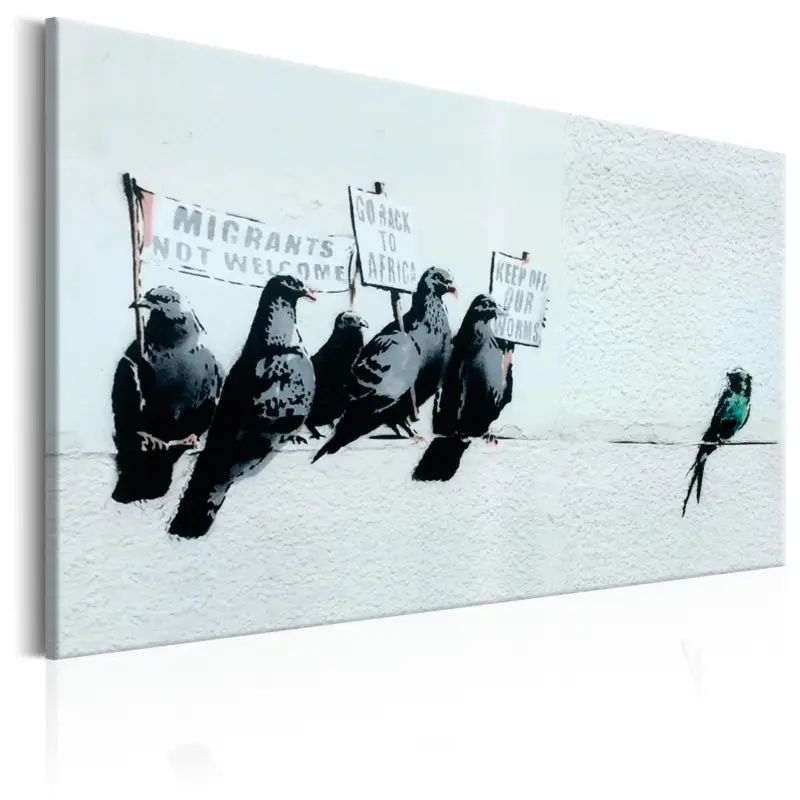 Authentique Schilderij - Protesting Birds by Banksy - 90x60