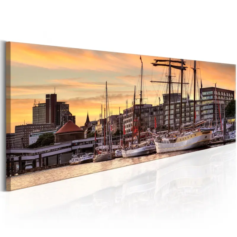 Bon Marché Schilderij - Port in Hamburg - 135x45