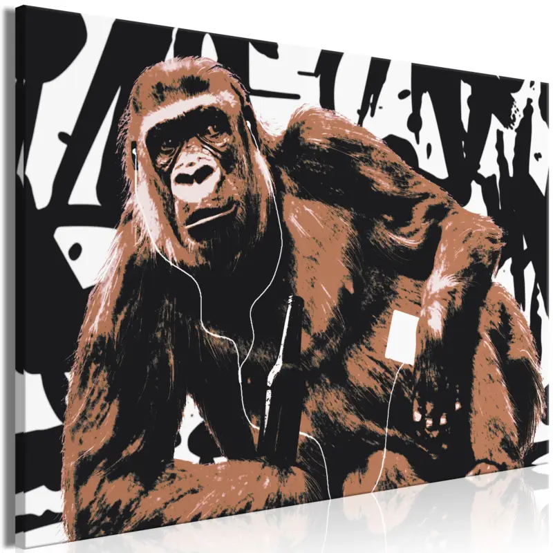 Authentique Schilderij - Pop Art Monkey (1 Part) Narrow Brown - 90x60