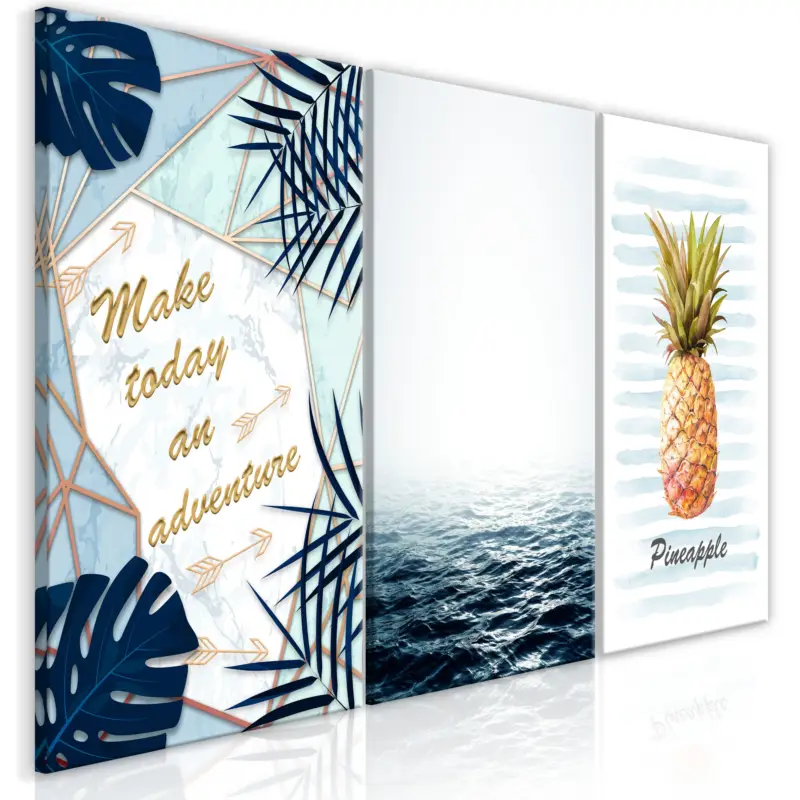 Soldes Schilderij - Pineapple Quote (3 Parts) - 120x60