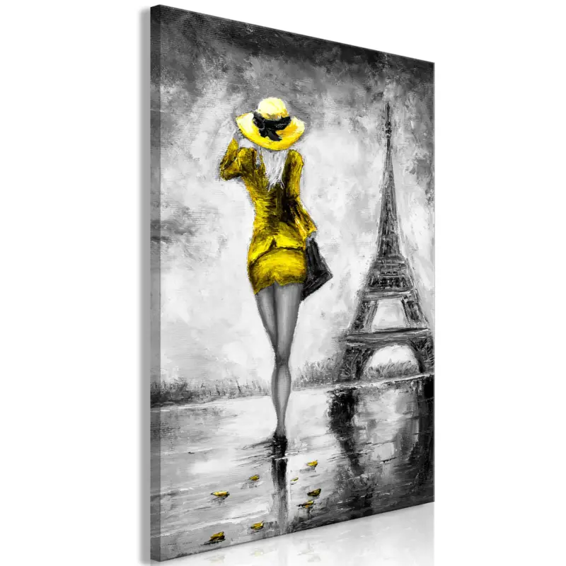 Usine Directe Schilderij - Parisian Woman (1 Part) Vertical Yellow - 60x90