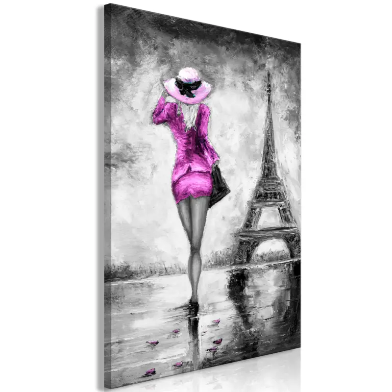 Vente Flash Schilderij - Parisian Woman (1 Part) Vertical Pink - 60x90