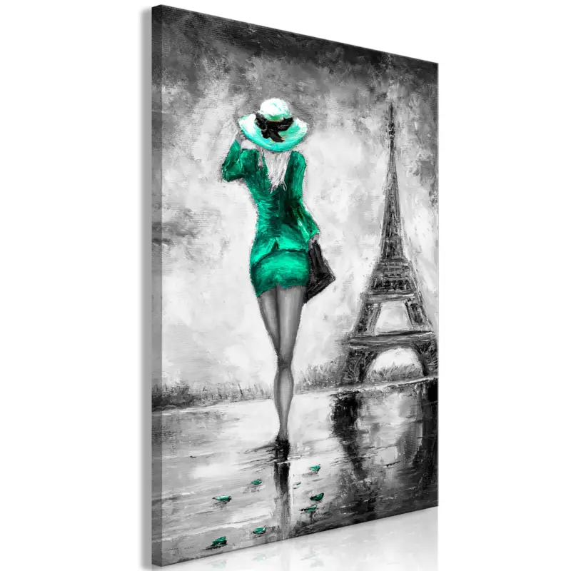 Authentique Schilderij - Parisian Woman (1 Part) Vertical Green - 60x90