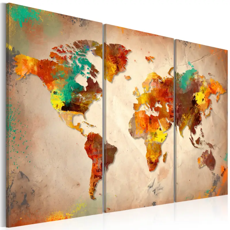 Commande En Gros Schilderij - Painted World - triptych - 60x40
