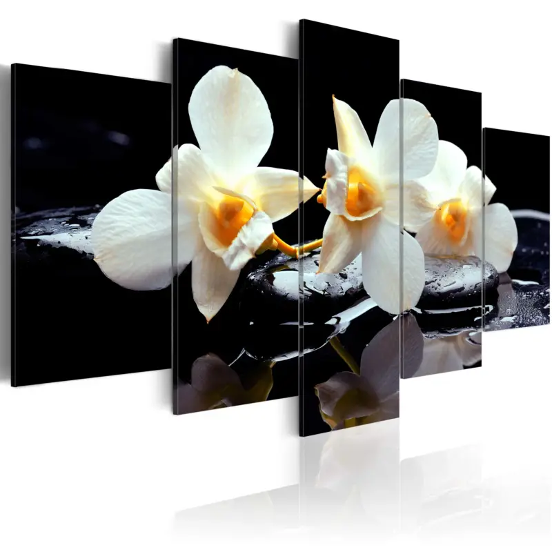 Acheter Direct Schilderij - Orchids with orange accent - 100x50