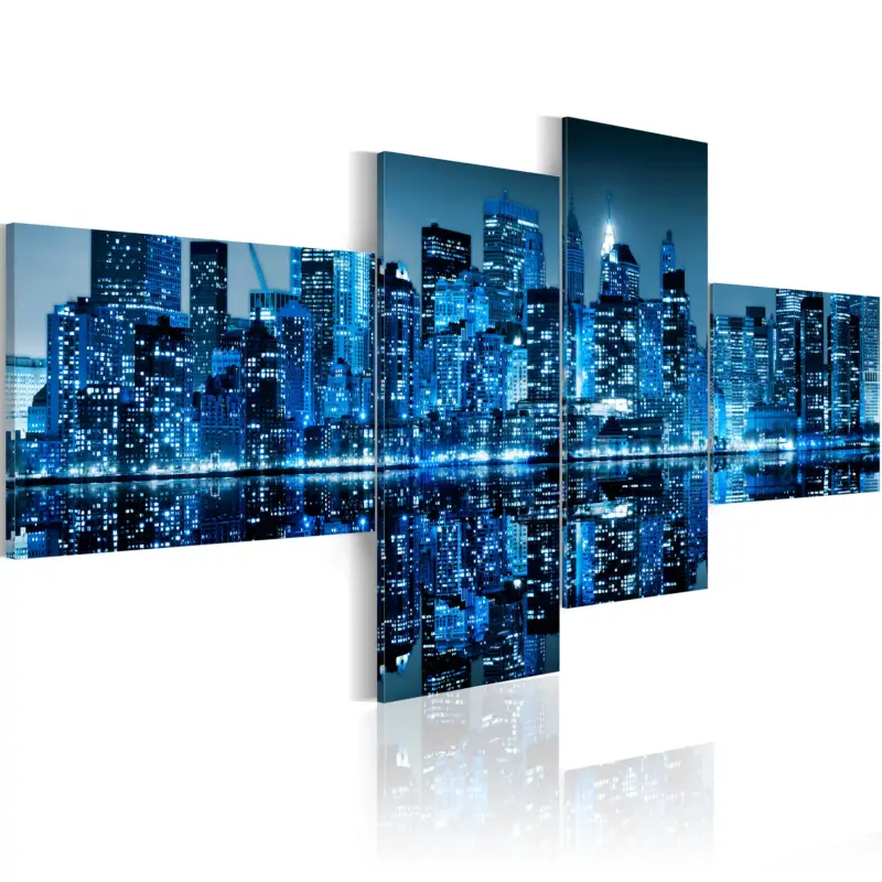 Seulement Aujourd’hui Schilderij - New York's skyscrapers in blue colour - 100x45