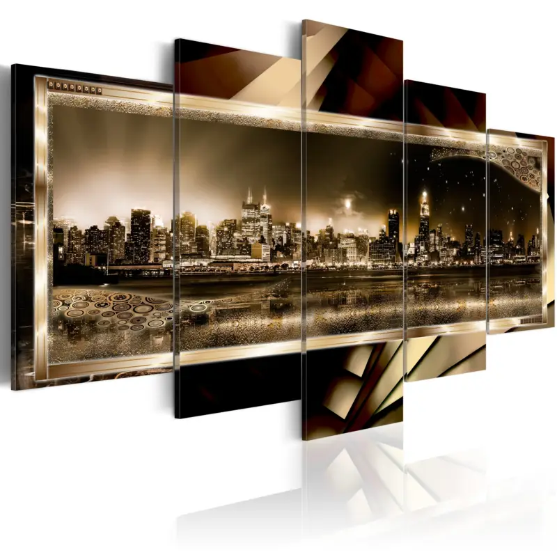 Soldes Schilderij - New York: Starry night - sepia - 100x50