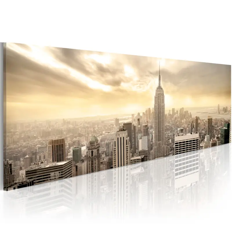 Usine Directe Schilderij - New York City among the clouds - 120x40