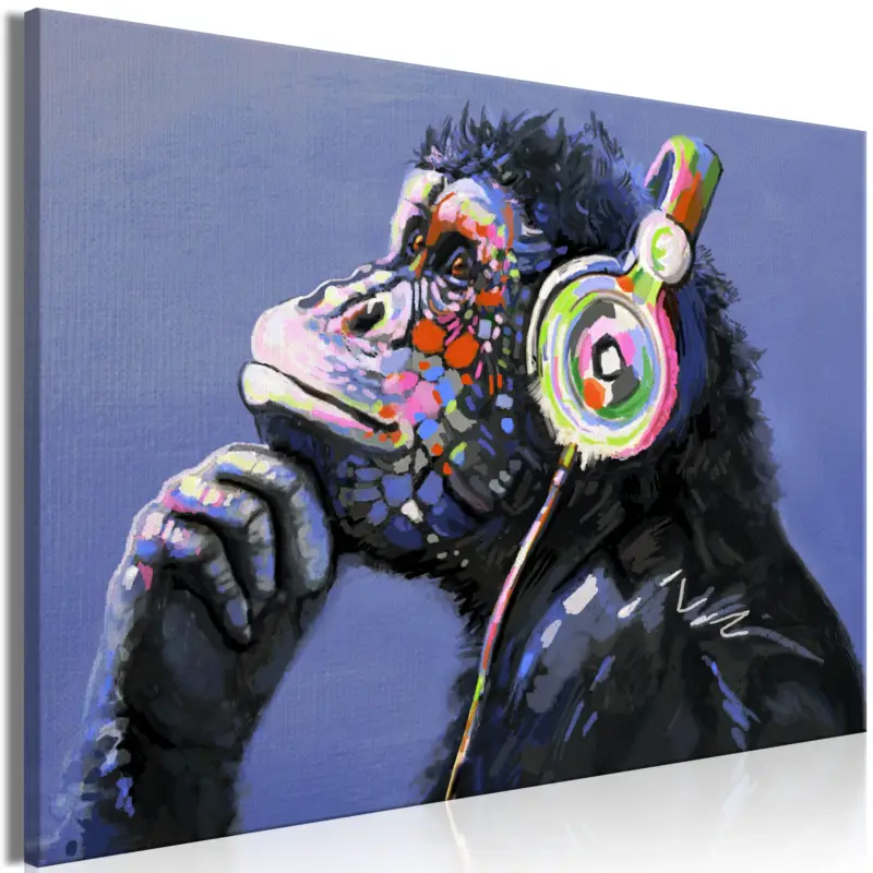 Solde Schilderij - Musical Monkey (1 Part) Wide - 90x60