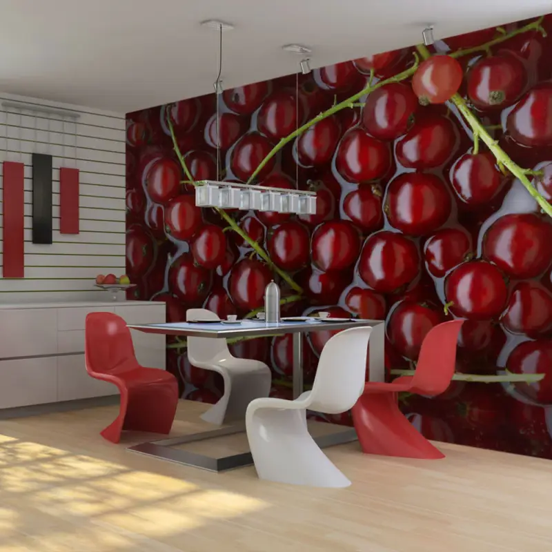 Usine Directe Fotobehang - Rode bessen gebaad in water - 200x154