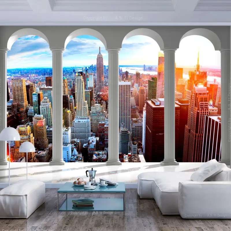 Vente Flash Fotobehang - Pillars and New York - 150x105