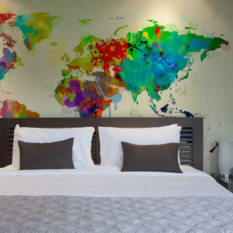Vente Directe Fotobehang - Paint splashes map of the World - 250x193