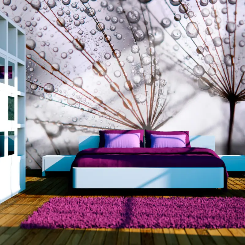 Achat Immédiat Fotobehang - Paardebloem en ochtenddauw - 350x270