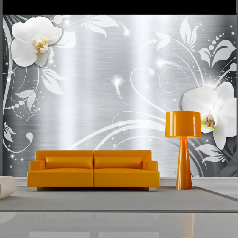 Acheter En Ligne Fotobehang - Orchids on steel - 400x280