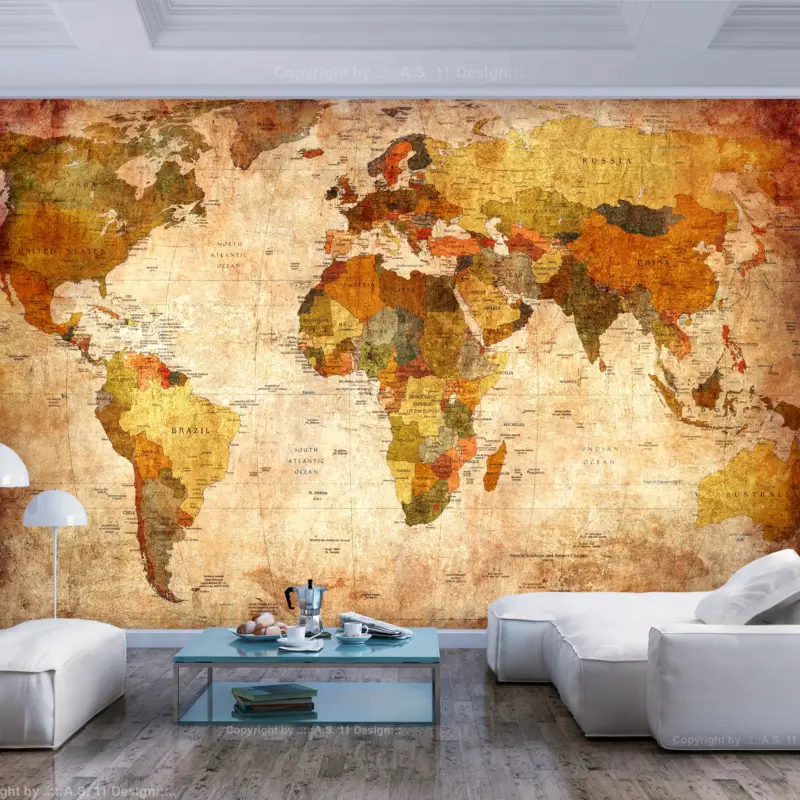 Usine Directe Fotobehang - Old World Map - 350x245
