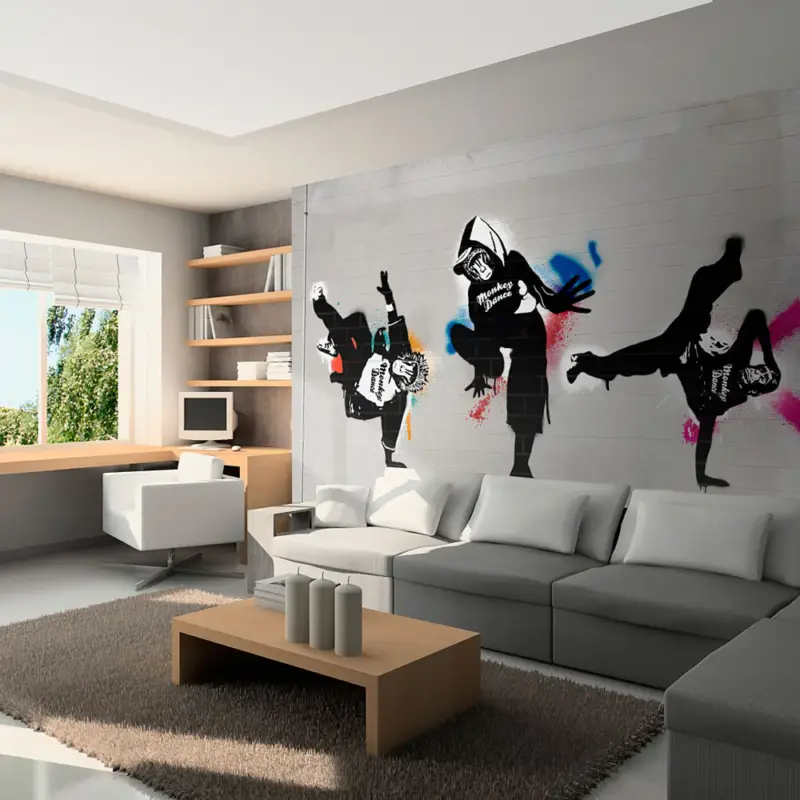 Vente Directe Fotobehang - Monkey dance - street art - 250x193