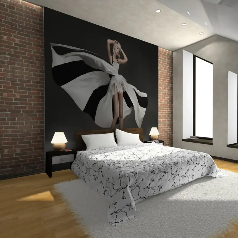 Usine Directe Fotobehang - Mooie blonde in prachtige jurk - 200x154