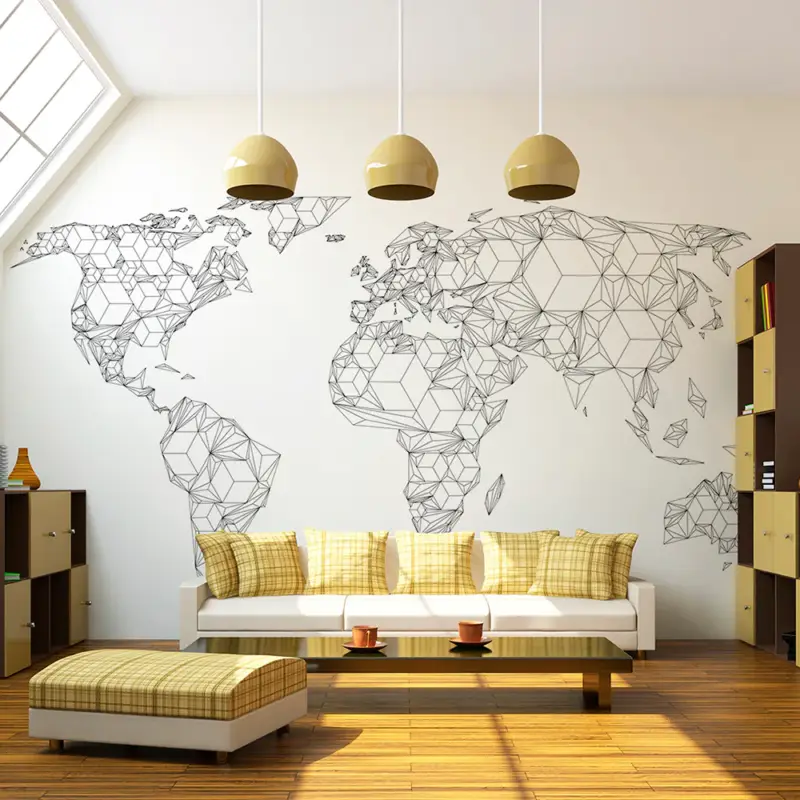Usine Directe Fotobehang - Map of the World - white solids - 300x231